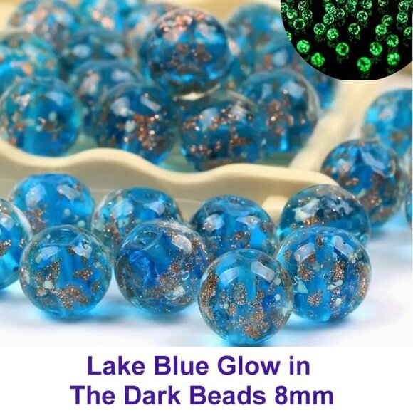 Illumination Lake Blue Glow in the Dark Beads.  15 Beads - 8mm - Picture 1 of 1